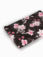 Косметичка с цветочками, на молнии, чёрная - Фото 3