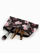 Косметичка с цветочками, на молнии, чёрная - Фото 6