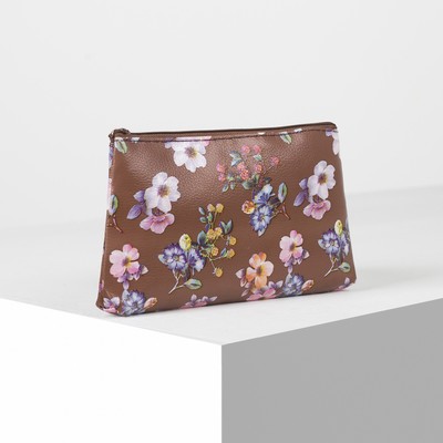 Косметичка простая, отдел на молнии, цвет коричневый