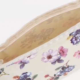 Косметичка на молнии, треугольная, маленькая, с рисунком, бежевая (комплект 3 шт)