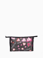 Косметичка на молнии, треугольная, с принтом «Сердца и бабочки», чёрный - Фото 2