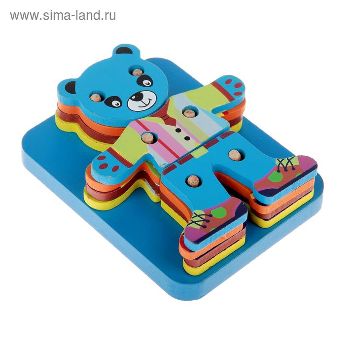 Пирамидка логическая "Медвежонок", 4 слоя, 12 деталей - Фото 1