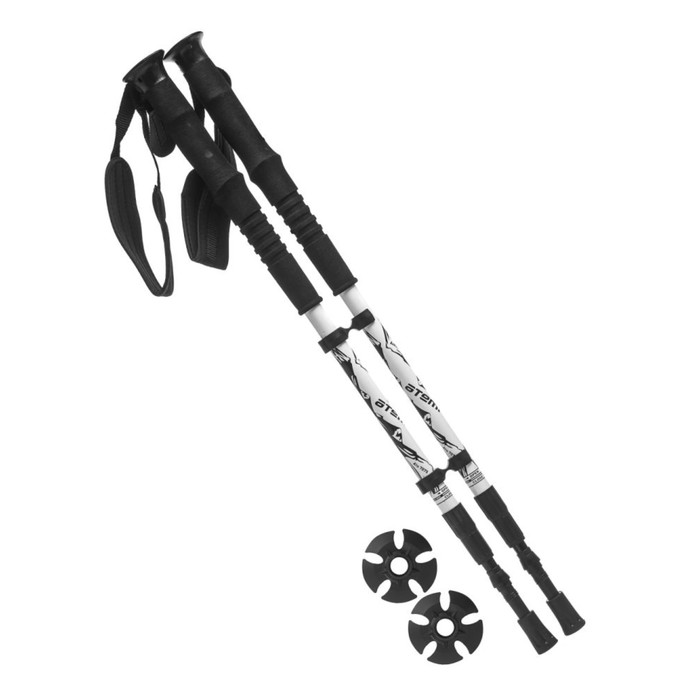 Треккинговые палки Atemi телескопический, 18/16/14 мм, twist lock, antishok, размер 65-135, цвет белый