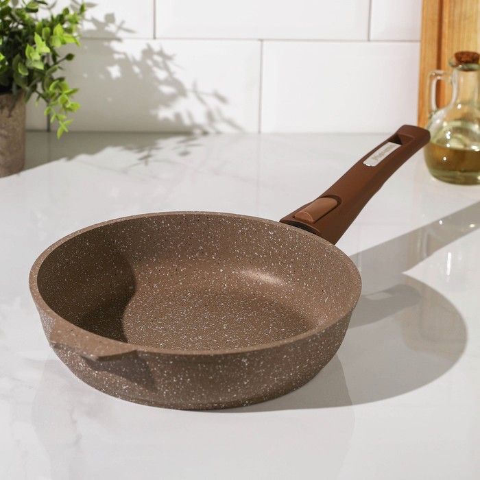 Сковорода Мечта «Гранит Brown», d=24 см, антипригарное покрытие, съёмная ручка, литой алюминий, МИКС - Фото 1