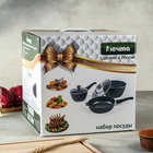 Набор посуды «Гранит Star»: сковорода d=26 см, ковш 1.7 л, кастрюля 5 л, антипригарное покрытие, тёмно-синий - Фото 8