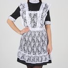 Школьный фартук с воланом по бретелям и низу, гипюр, цветы, р. 42-50, белый - Фото 2