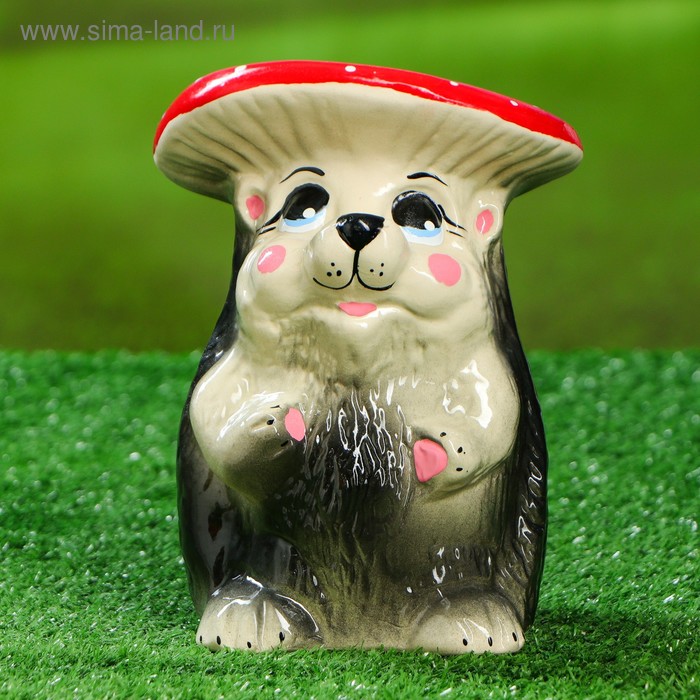Садовая фигура "Ёжик с грибом", разноцветная, 17 см - Фото 1