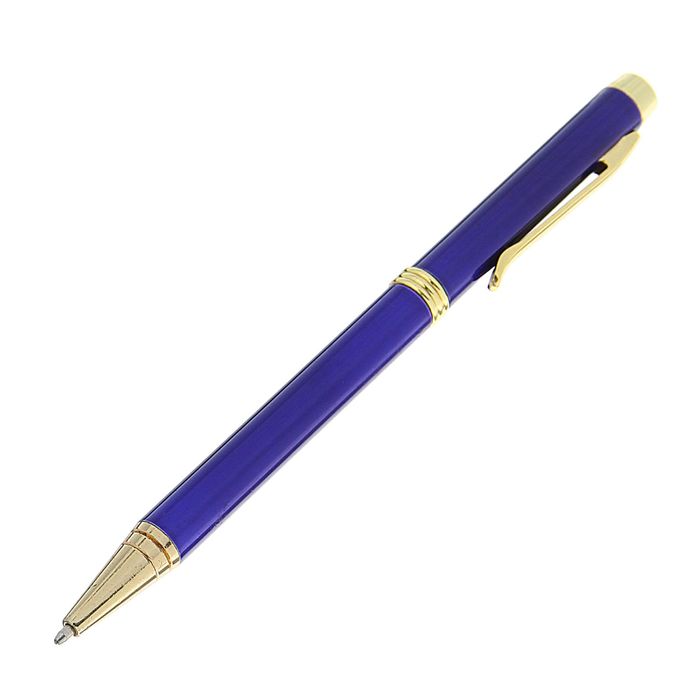 Ручка подарочная, шариковая, в пластиковом футляре, поворотная, "Эксперт", синяя с золотистыми вставками - фото 1908227303