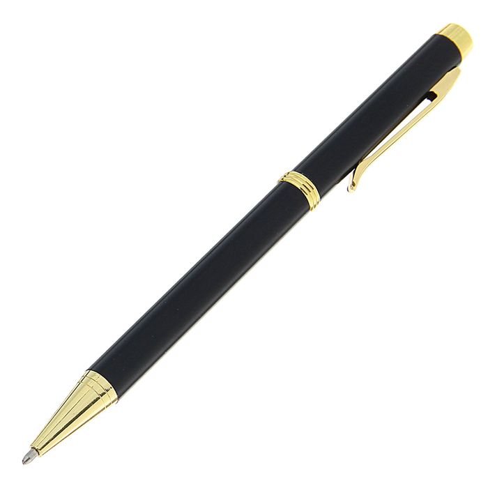 Ручка шариковая, подарочная, в пластиковом футляре, поворотная, "Эксперт", чёрная матовая с золотистыми вставками - фото 1908227306