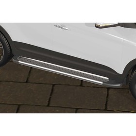 Защита штатных порогов алюминиевый профиль Arbori "Standart Silver" 1700 серебристая Hyundai Creta 4WD 2016-