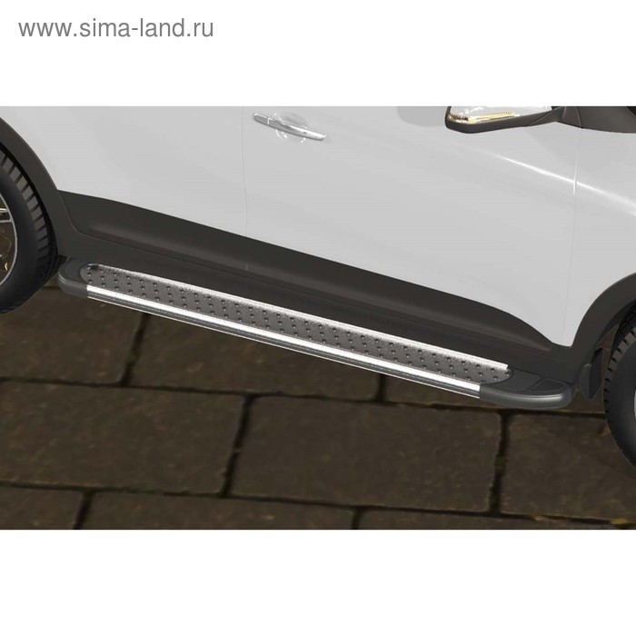 Защита штатных порогов алюминиевый профиль Arbori "Standart Silver" 1700 серебристая Hyundai Creta 4WD 2016- - Фото 1