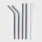 Набор металлических трубочек с ёршиком Color, 21 см, 4 шт - фото 9787834