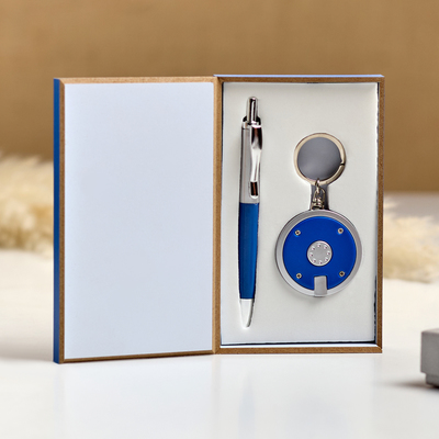 Набор подарочный 2 в 1, ручка, фонарик синий