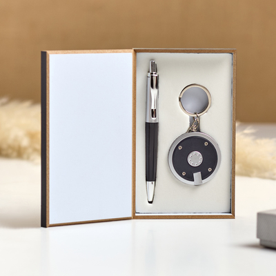 Набор подарочный 2 в 1, ручка, фонарик черный