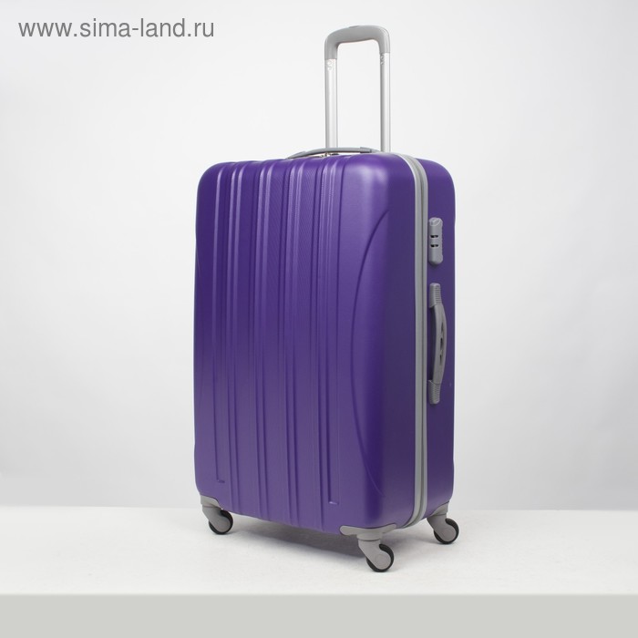 Чемодан большой 28", отдел на молнии, кодовый замок, 4 колеса, цвет фиолетовый - Фото 1