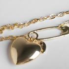 Кулон «Цепь» сердечко на булавке, цвет золото, 50 см - Фото 4