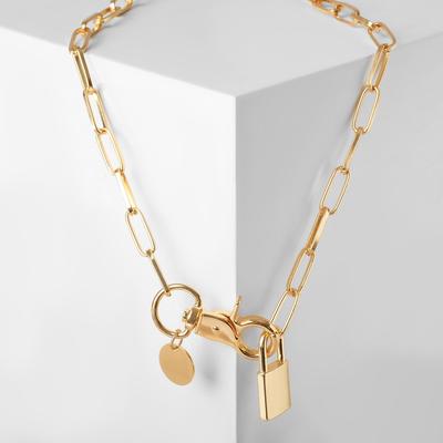 Кулон «Цепь» замок-карабин, цвет золото, 50см