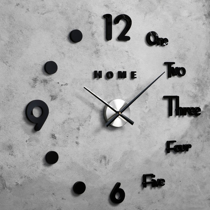 Часы-наклейка, серия: DIY, "Аба, плавный ход, d-70 см, 1 АА, черные - фото 1898282996