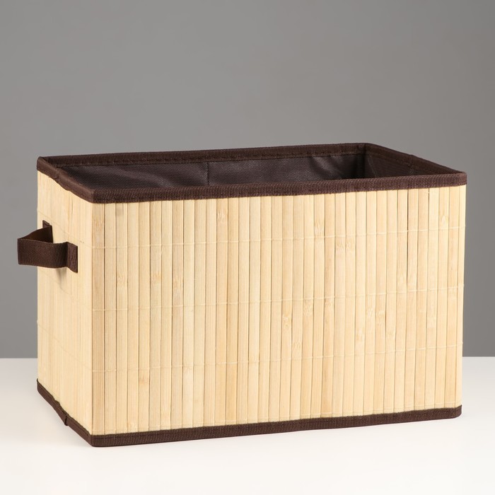 Короб складной для хранения, 28х38 см Н 23 см, бамбук, подкладка, ткань, микс - Фото 1