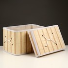 Короб складной для хранения, 28х38 см Н 23 см, бамбук, подкладка, ткань, микс - фото 6277812