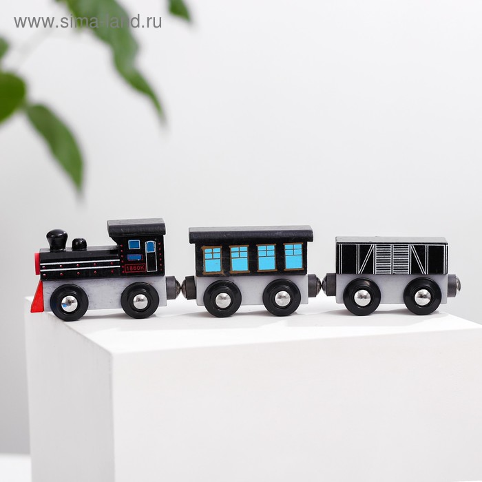Паровоз и два вагона «Магнитные» 3×7,5×19 см - Фото 1