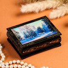 Шкатулка «Зимний лес», 8×10 см, лаковая миниатюра - фото 21036990