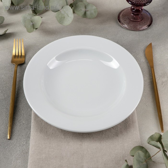 Тарелка фарфоровая глубокая «Дельта», d=22 см, цвет белый - Фото 1