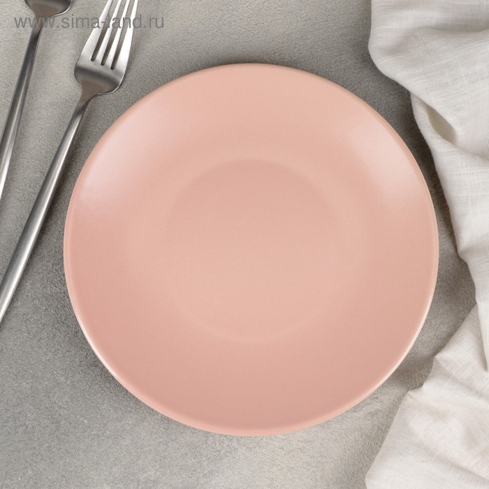Тарелка керамическая десертная «Эджи», d=20 см, цвет розовый - Фото 1