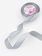 Лента атласная «Узоры», 25 мм, 23±1 м, тёмно-серая №059 - Фото 2