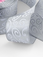 Лента атласная «Узоры», 25 мм, 23±1 м, тёмно-серая №059 - Фото 4