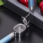 Пресс для чеснока Доляна Lagoona, 19 см, нержавеющая сталь, цвет голубой металлик - фото 24577643