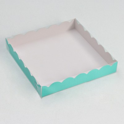 Коробочка для печенья с PVC крышкой, мятная, 18 х 18 х 3 см