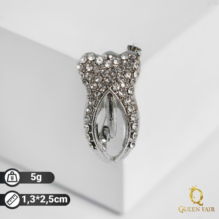 Брошь «Зуб», цвет белый в серебре - Фото 1