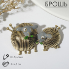 Брошь «Овечки» пара, цвет серый в чернёном золоте - Фото 1