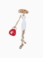 Брошь «Леди» с сумочкой, цвет красно-белый в золоте - Фото 1