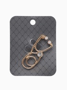 Брошь «Фонендоскоп» врача, цвет белый в золоте - Фото 4