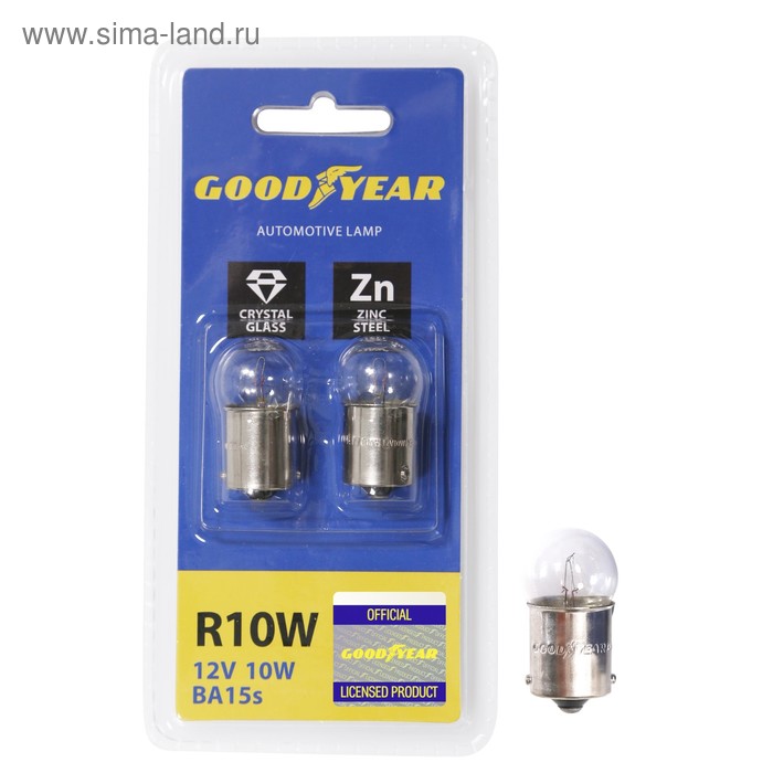 Лампа автомобильная Goodyear, R5W, 12 В, 5 Вт, набор 2 шт