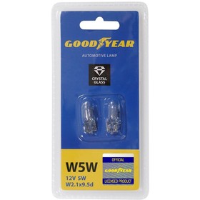 Лампа автомобильная Goodyear, W5W, 12 В, 5 Вт, набор 2 шт 4861891