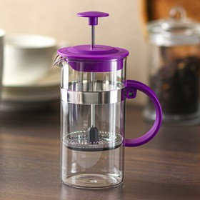 Чайник заварочный френч - пресс Доляна «Гарсон», 350 мл, стекло, цвет фиолетовый