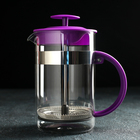 Чайник заварочный френч - пресс Доляна «Гарсон», 800 мл, стекло, цвет фиолетовый - фото 2577106