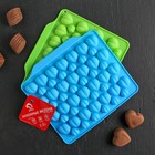 Форма для шоколада Доляна «Море сердец», силикон, 18×15×1 см, 52 ячейки, МИКС - Фото 5