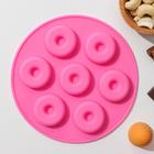 Форма для украшений Доляна «Пончики», силикон, 15,5×1,3 см, 7 ячеек, цвет МИКС - фото 8953547
