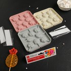 Форма для леденцов Доляна «Летний полдень», силикон, 12.5×12.5×1.5 см, 8 ячеек (2.7×2.7 см), с палочками, МИКС - Фото 8