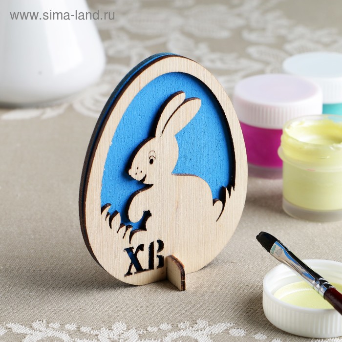 Заготовка для творчества "Яйцо. Кролик" двойная, синяя 9х7 см - Фото 1