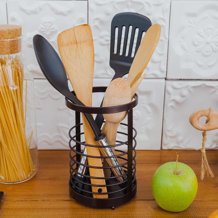 Сушилка для столовых приборов Доляна «Лофт», 11.5×11.5×17 см, коричневая - Фото 1