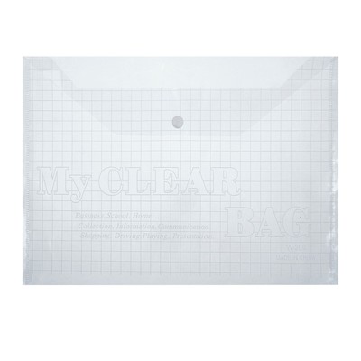 УЦЕНКА Папка-конверт на кнопке, А4, 80 мкм, Calligrata "Клетка", прозрачная
