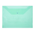 Папка-конверт на кнопке, А4, 80 мкм, Calligrata "Клетка", тонированная, зелёная - Фото 1