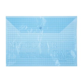 УЦЕНКА Папка-конверт на кнопке, А4, 80 мкм, Calligrata "Клетка", тонированная, синяя