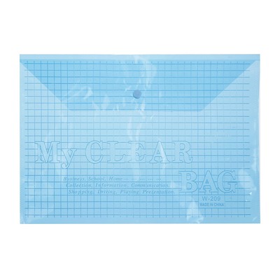 Папка-конверт на кнопке, А4, 80 мкм, Calligrata "Клетка", тонированная, синяя