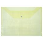 Папка-конверт на кнопке, А4, 120 мкм, Calligrata "Клетка", прозрачный, жёлтый - фото 5814237